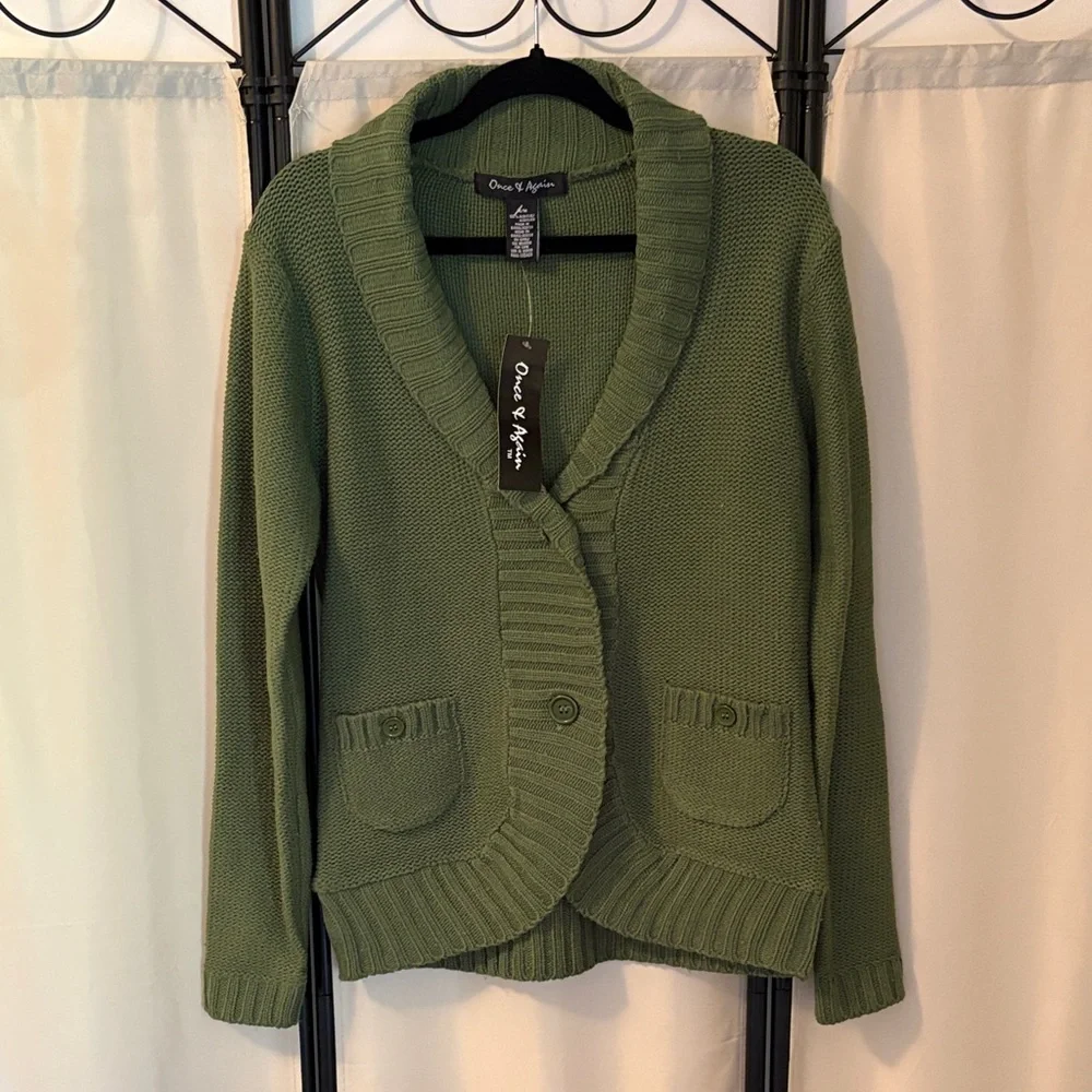 Once & Again Women's Green Knit Cardigan - Picture 1 of 4